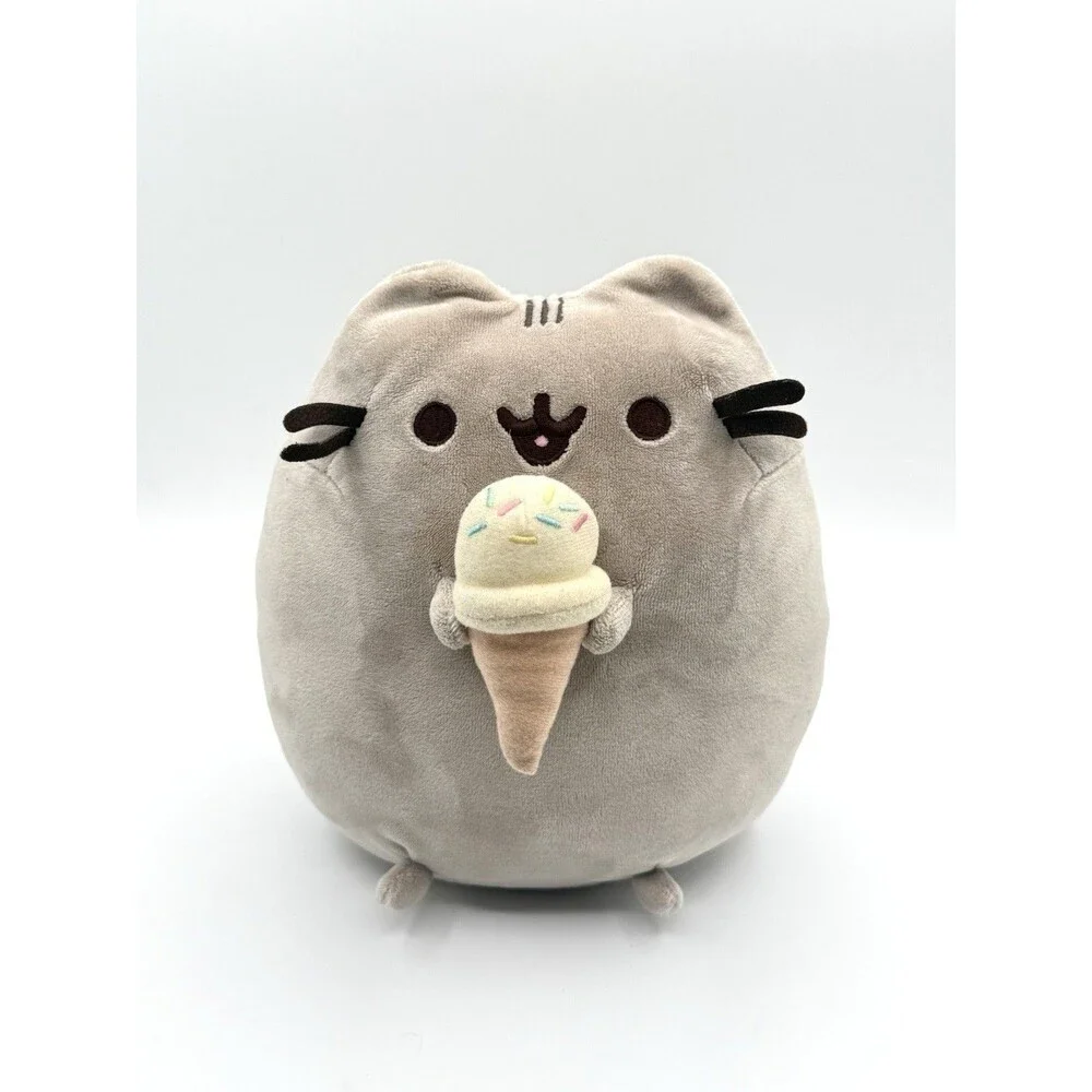 2016 Gund Pusheen the Cat with Ice Cream Cone‎ Plush Doll Animal Snackables